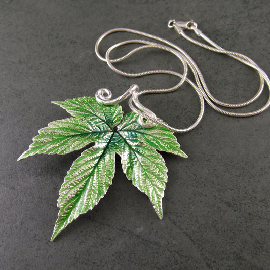 Japanese Hop leaf with transparent enamel