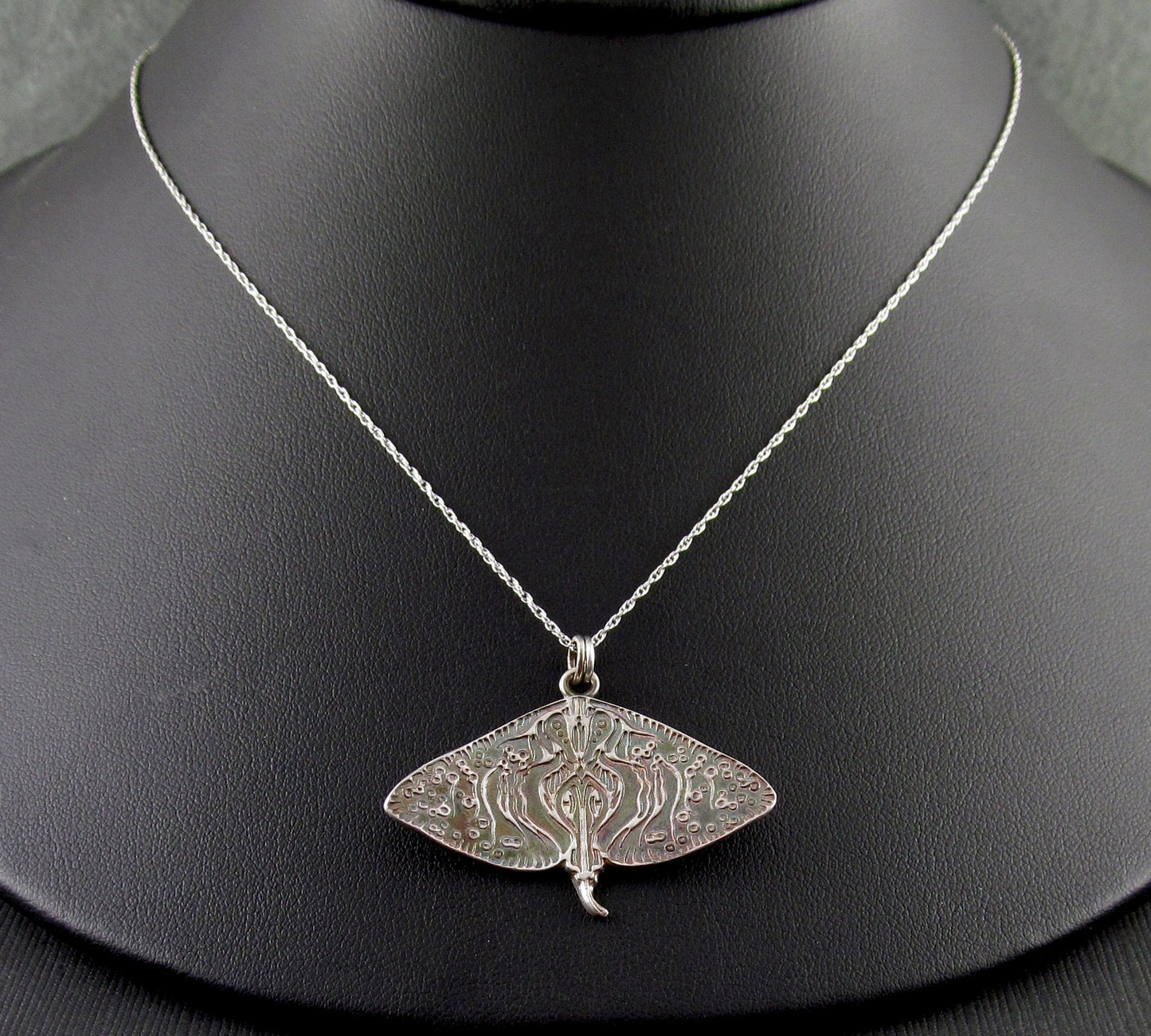 Manta ray pendant, handmade eco friendly fine silver pendant necklace